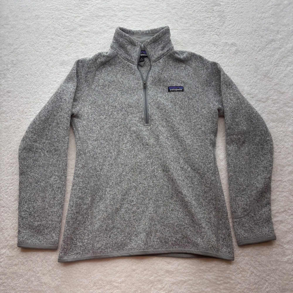 Patagonia Womens Better Sweater 1/4 Zip Fleece Pullover Gray Heather Size M